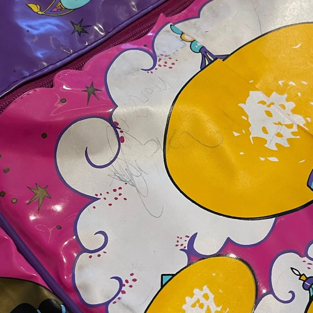 Vintage Disney Aladdin‎ Jasmine Genie Pink Purple Vinyl Backpack 90s Kids Bag